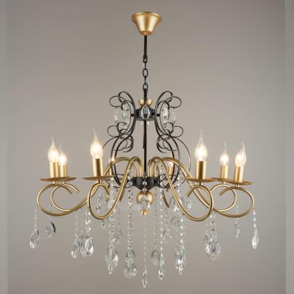 Люстра NH4752/8 COPPER+BK медь/черный/хрусталь 8x40W E14 d750 h900, QH21 У1